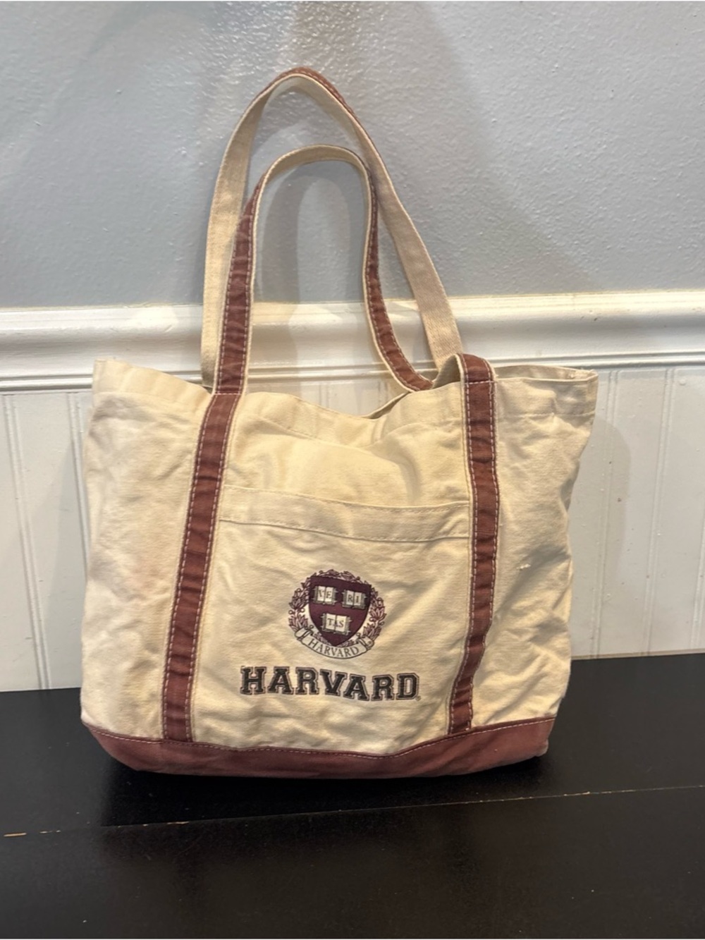 VTG Harvard University Tote Bag 14" X
18"X 5"Canvas RARE!
